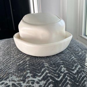 Sears Fashion Millinery Awesome Vintage 60's Hat Off White Faux Leather